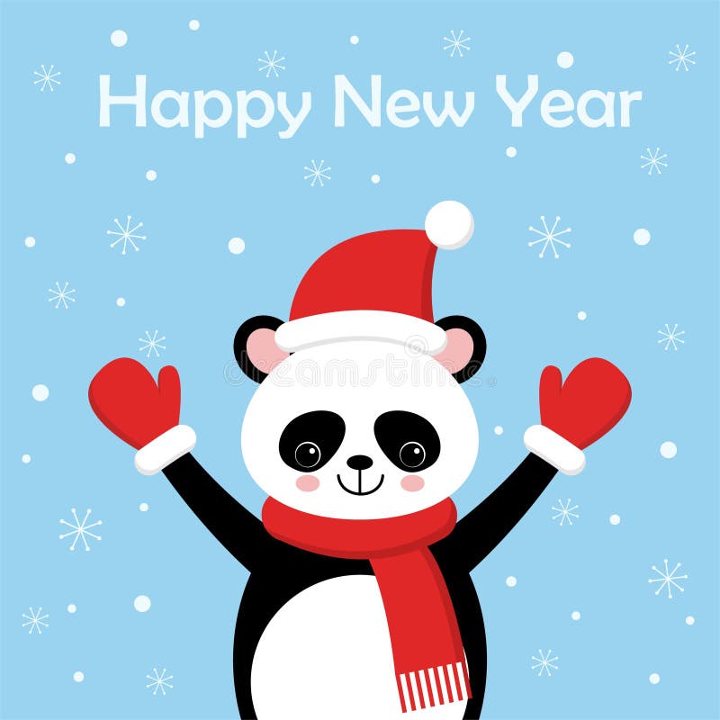Śmieszna i śliczna panda jest ubranym Santa s kapelusz dla Kresk?wka styl ilustracji Śmieszna i śliczna panda jest ubranym Santa s kapelusz dla Kresk?wka styl ilustracji