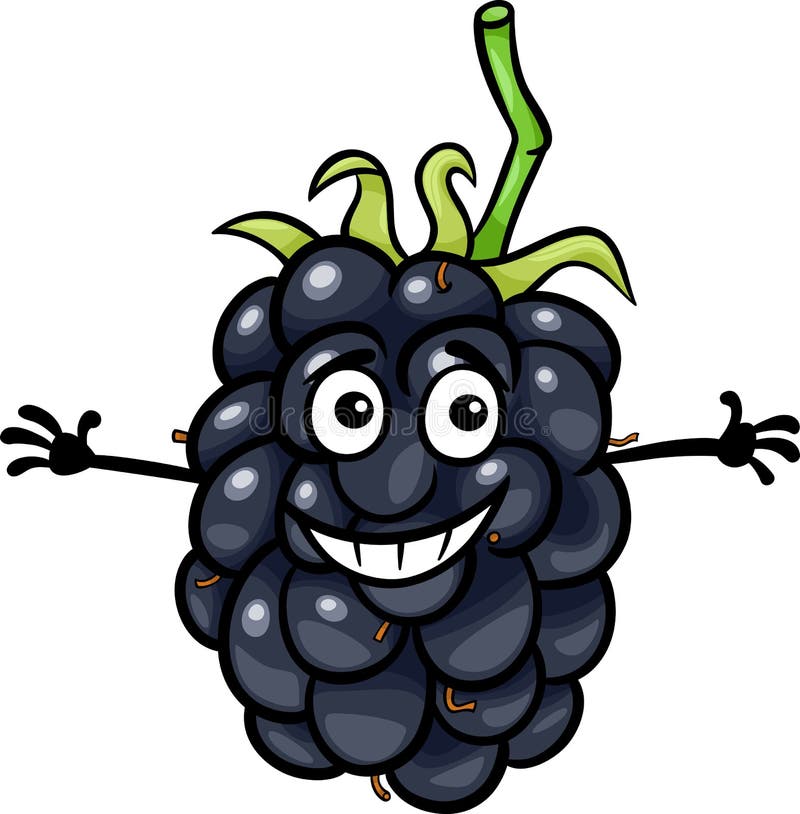 Cartoon Illustration of Funny Blackberry Fruit Food Comic Character. Cartoon Illustration of Funny Blackberry Fruit Food Comic Character