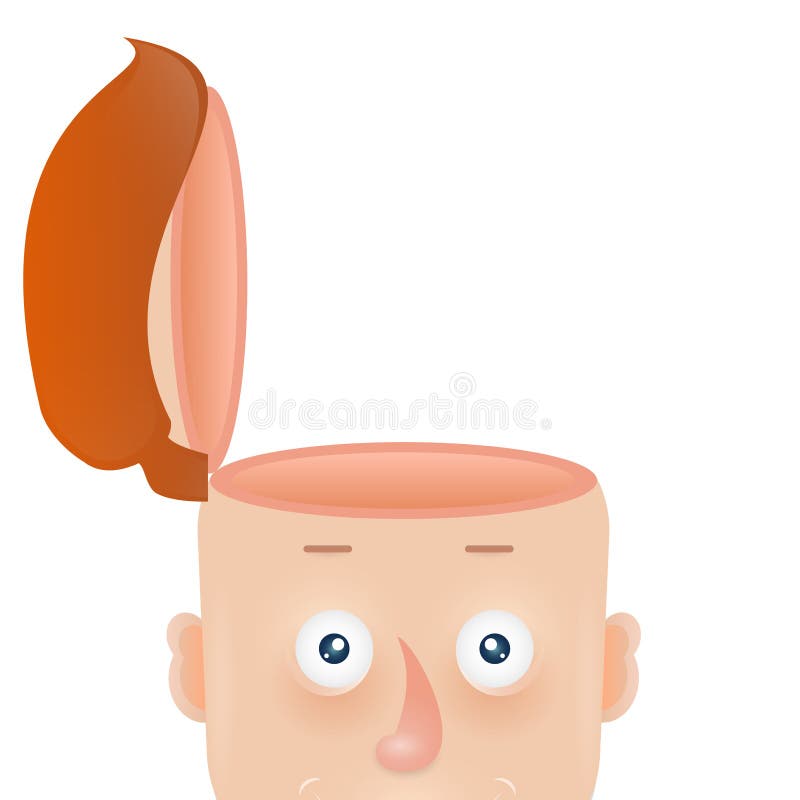 Śmieszna kreskówki głowa mężczyzna z otwartą czaszką ilustracja wektor