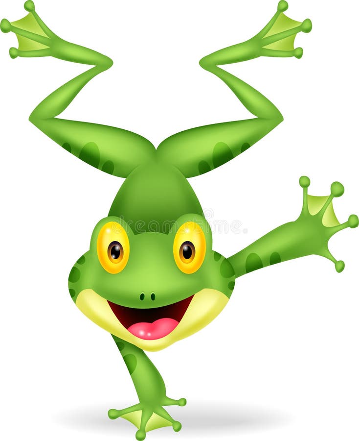 Illustration of Funny frog cartoon standing on its hand. Illustration of Funny frog cartoon standing on its hand