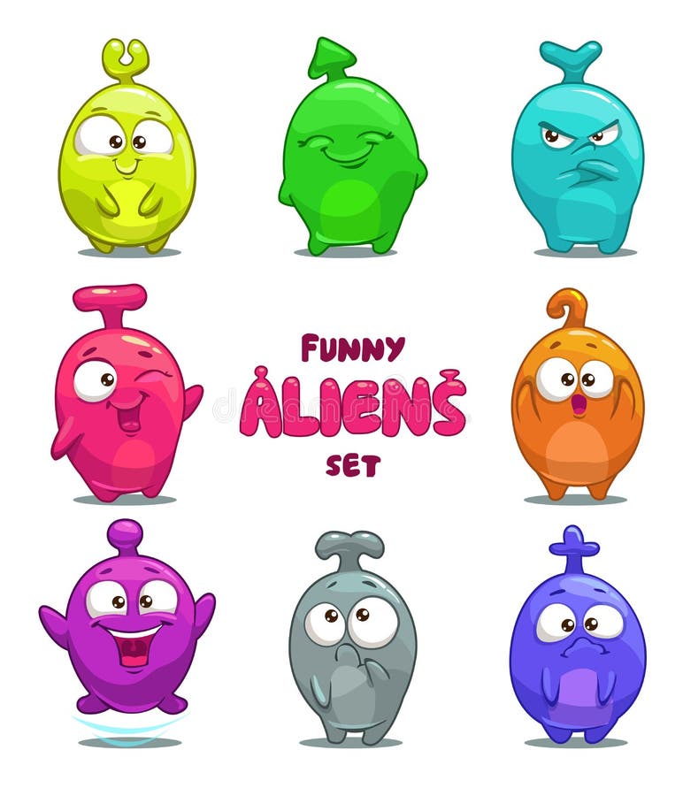 Śmiesznej kreskówki kolorowi obcy ilustracji Śmiesznej kreskówki kolorowi obcy ilustracji