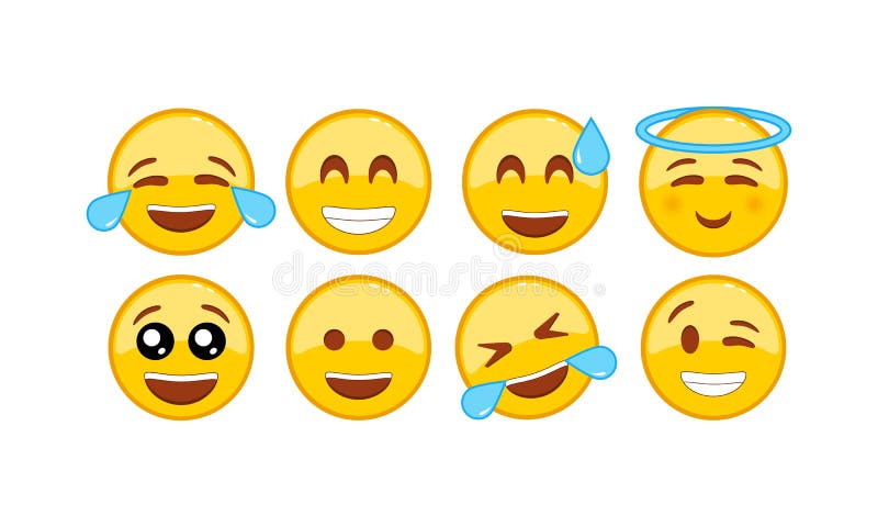 śmieszny zestaw ikon emoji. emotikony smiley. wyraz twarzy na białym tle. wektor eps 10 royalty ilustracja