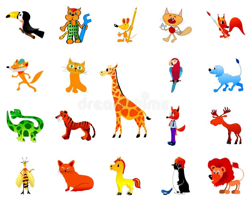 śmieszny zwierzę set royalty ilustracja śmieszny zwierzę set royalty ilustracja