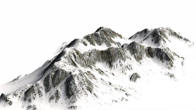 Śnieżne góry odizolowywać na białym tle - Halny szczyt -