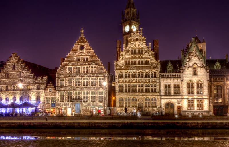 Średniowieczni handlarzów domy w Ghent, Belgia obrazy stock Średniowieczni handlarzów domy w Ghent, Belgia obrazy stock