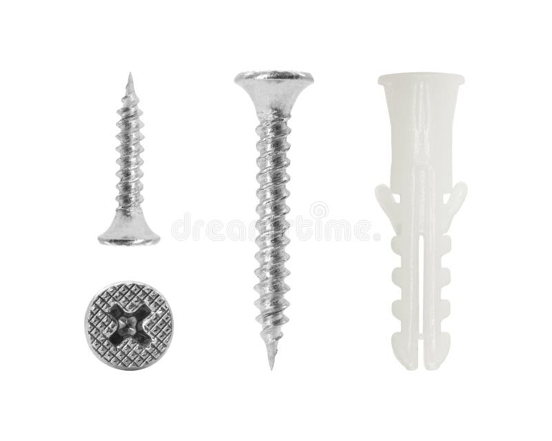 Śrubuje set na odosobnionym tle z ścinek ścieżką Metalu gwóźdź dla budowy fotografia royalty free Śrubuje set na odosobnionym tle z ścinek ścieżką Metalu gwóźdź dla budowy fotografia royalty free