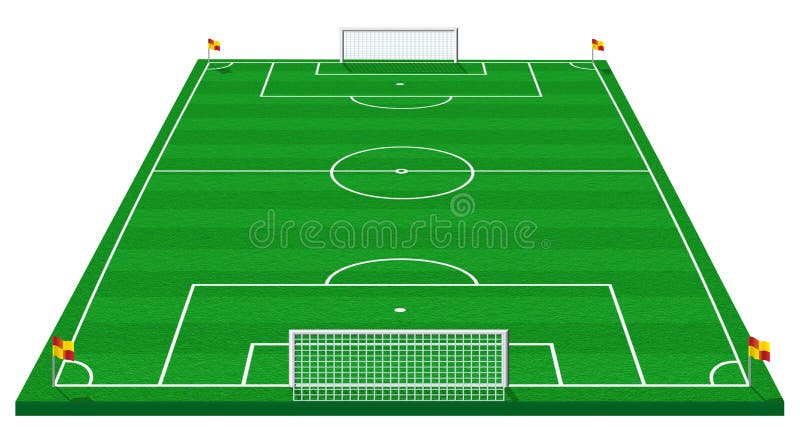 3d illustration of soccer field isolated on white. 3d illustration of soccer field isolated on white