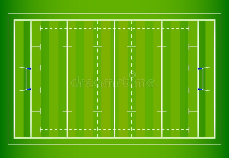 An illustration of an aerial view and layout of a professional rugby field. An illustration of an aerial view and layout of a professional rugby field.