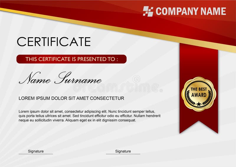 Certificate / Diploma Award Template with modern design , red dark color. Certificate / Diploma Award Template with modern design , red dark color