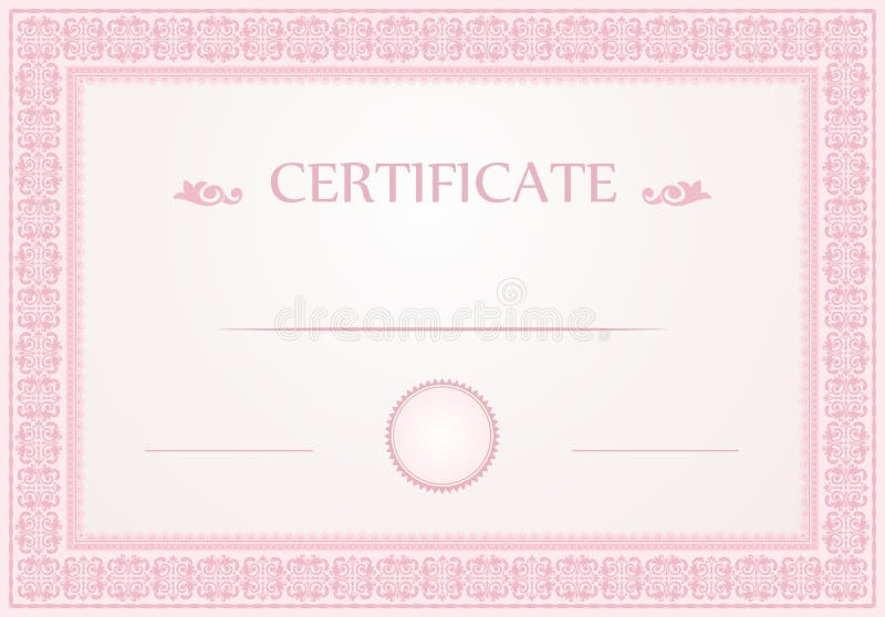 Certificate borders and template design in pastel pink colors. Certificate borders and template design in pastel pink colors