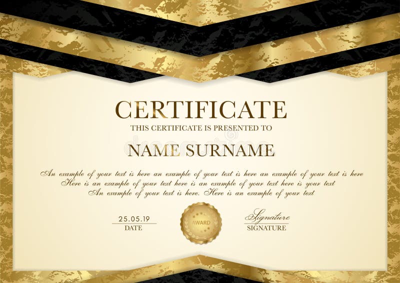 Gold background design for Diploma, certificate of appreciation, achievement, completion, of excellence, award. Gold background design for Diploma, certificate of appreciation, achievement, completion, of excellence, award