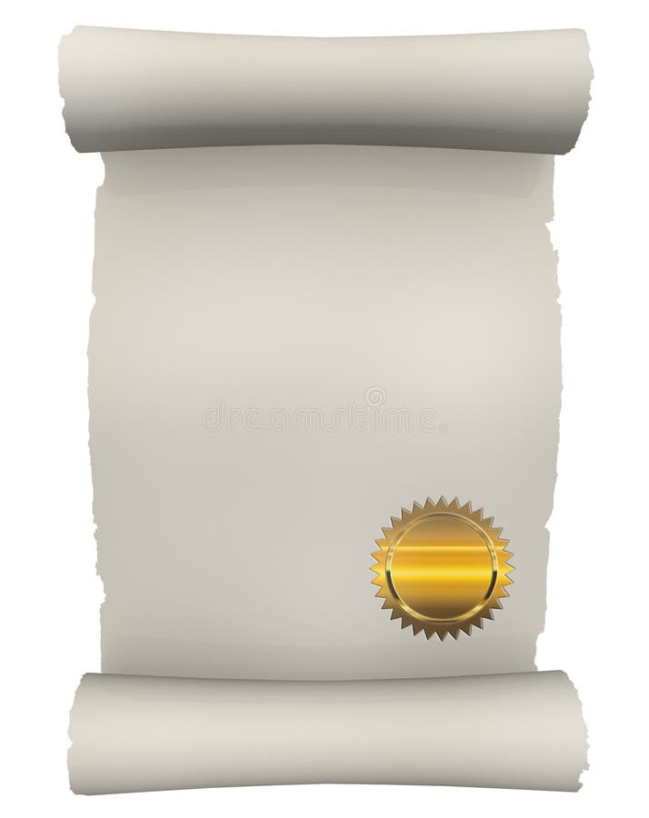 Certificate Scroll with golden seal. Certificate Scroll with golden seal