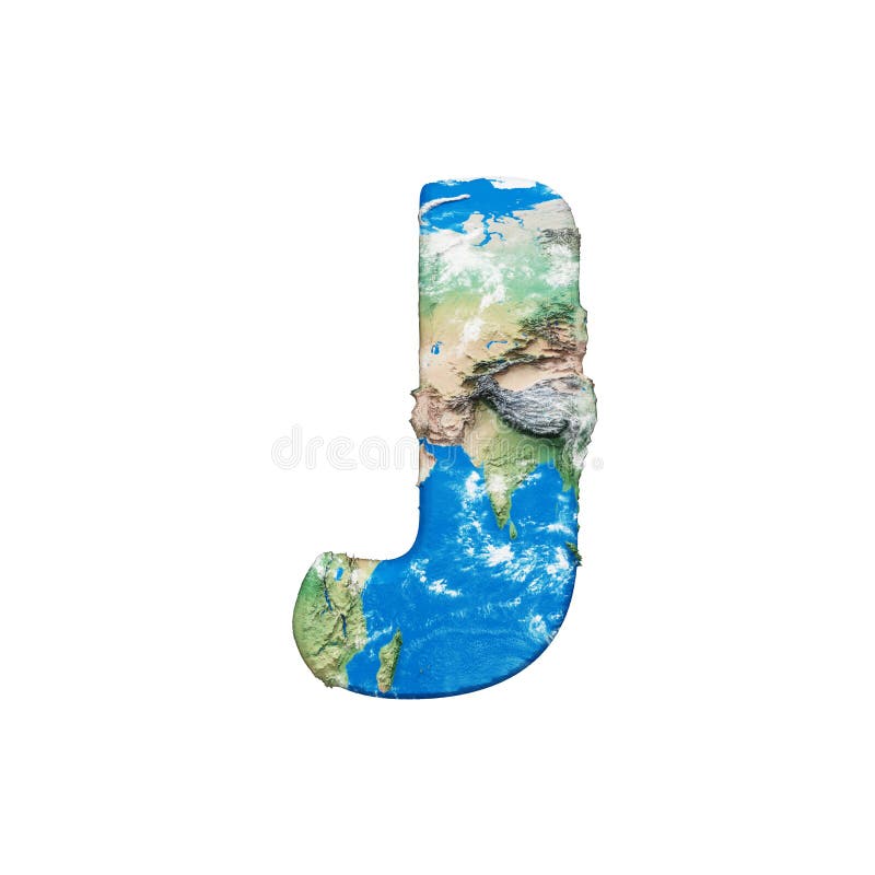 Świat kuli ziemskiej abecadła listu J ziemski uppercase Globalna chrzcielnica z NASA mapą na całym świecie 3d odpłacają się odoso ilustracja wektor