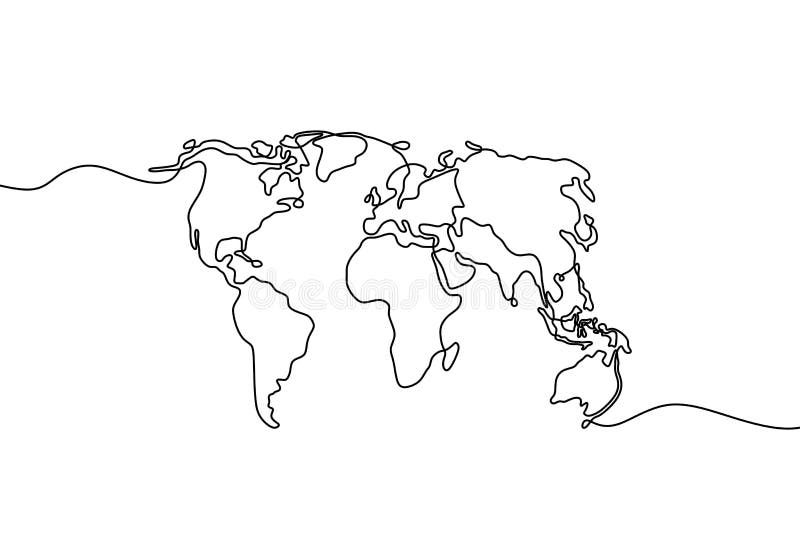świat z jednolitą linią ciągłą. globe ziemski jeden rysunek mapy świata wektor ilustracja minimalistyczny projekt minimalizmu royalty ilustracja