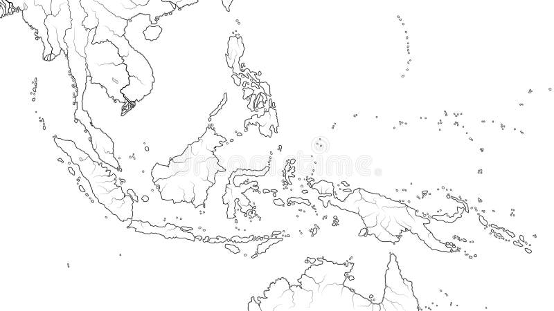 Światowa mapa AZJA POŁUDNIOWO-WSCHODNIA region: Indochina, Tajlandia, Malezja, Indonezja, Filipiny Geograficzna mapa royalty ilustracja
