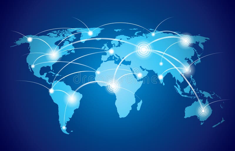 Światowa mapa z globalną siecią ilustracja wektor