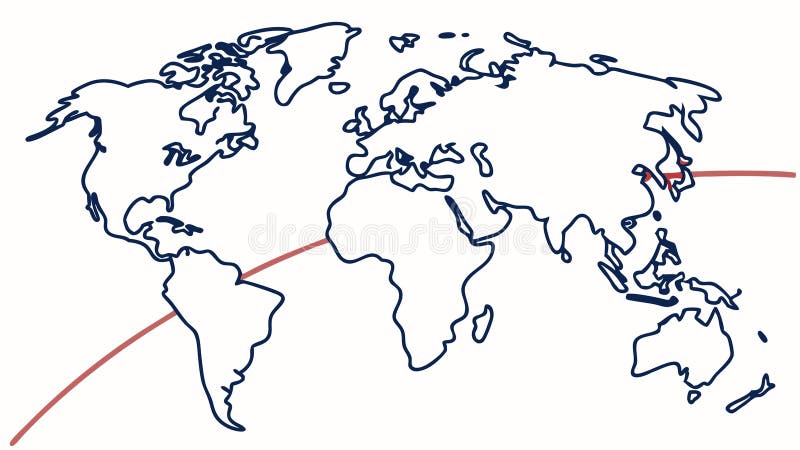 Światowa mapa Łączność globalna Projektowanie wektora podróży Generacja AI royalty ilustracja