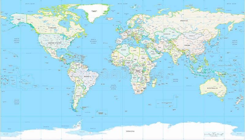 Światowej mapy Szczegółowa Polityczna mapa