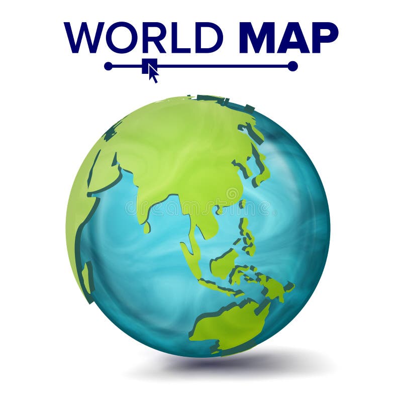 Światowej mapy wektor 3d planety sfera Ziemia Z kontynentami Azja, Australia, Oceania, Afryka button ręce s push odizolowana pocz ilustracji Światowej mapy wektor 3d planety sfera Ziemia Z kontynentami Azja, Australia, Oceania, Afryka button ręce s push odizolowana pocz ilustracji