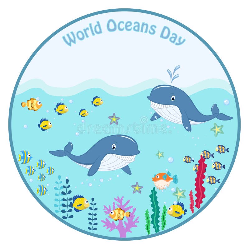 Światowy oceanu dzień Kreskówka obrazek royalty ilustracja Światowy oceanu dzień Kreskówka obrazek royalty ilustracja