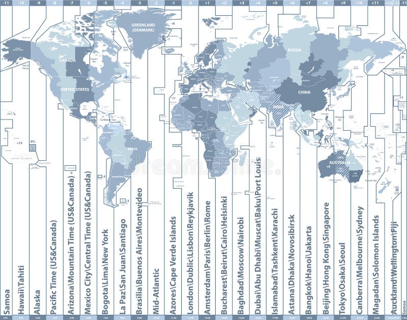 wiatowych Stref Czasowych Wektorowa Mapa Z Kraj Granicami I Imionami wiatowych-stref-czasowych-wektorowa-mapa-z-kraj-granicami-i-imionami
