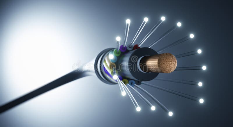 Światłowodu kabel - 3D ilustracja royalty ilustracja Światłowodu kabel - 3D ilustracja royalty ilustracja