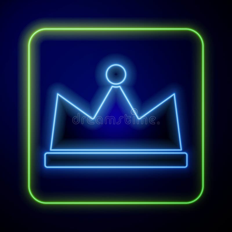 świecąca ikona korony neonu wyizolowana na niebieskim tle. wektor ilustracji
