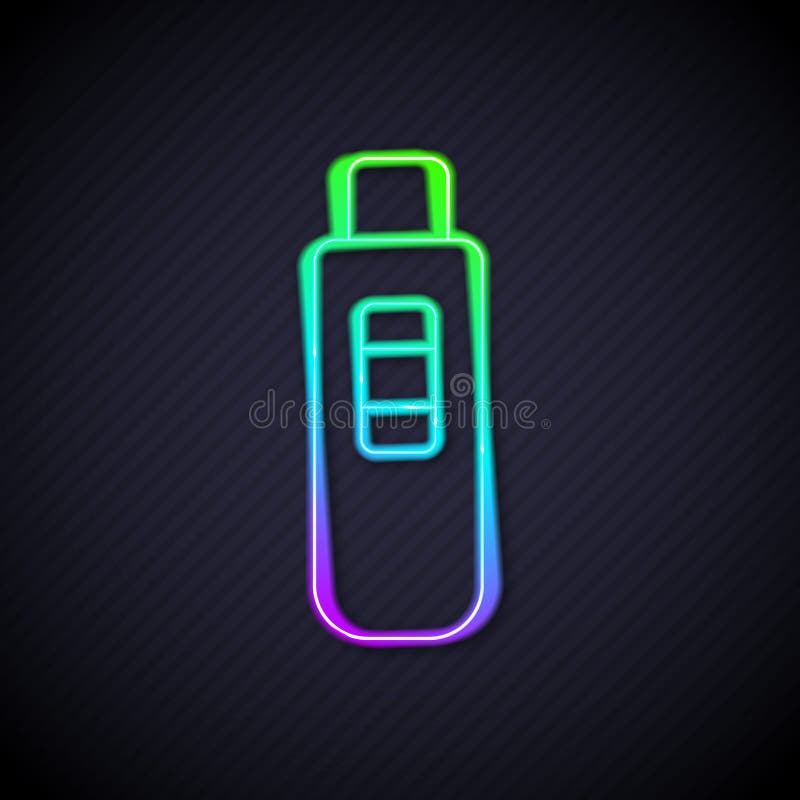 świecąca ikona testu ciążowego neon line izolowana na czarnym tle. wektor ilustracji