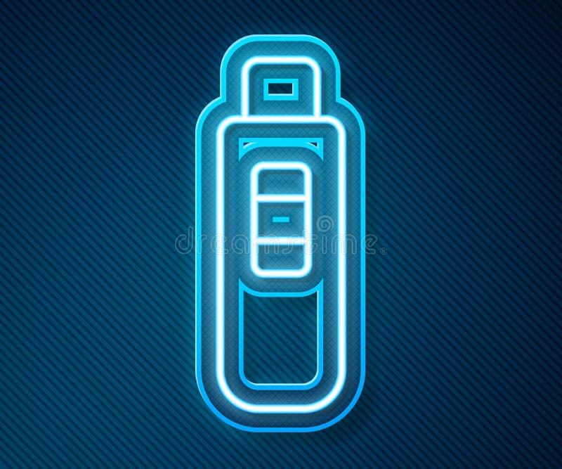 świecąca ikona testu ciążowego neon line wyizolowana na niebieskim tle. wektor ilustracji