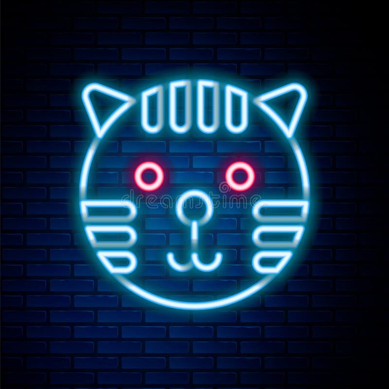 świecąca ikona znaku zodiaku neon line tiger, wyizolowana na tle muru ceglanego. zbieranie horoskopów astrologicznych. kolorowy ilustracja wektor