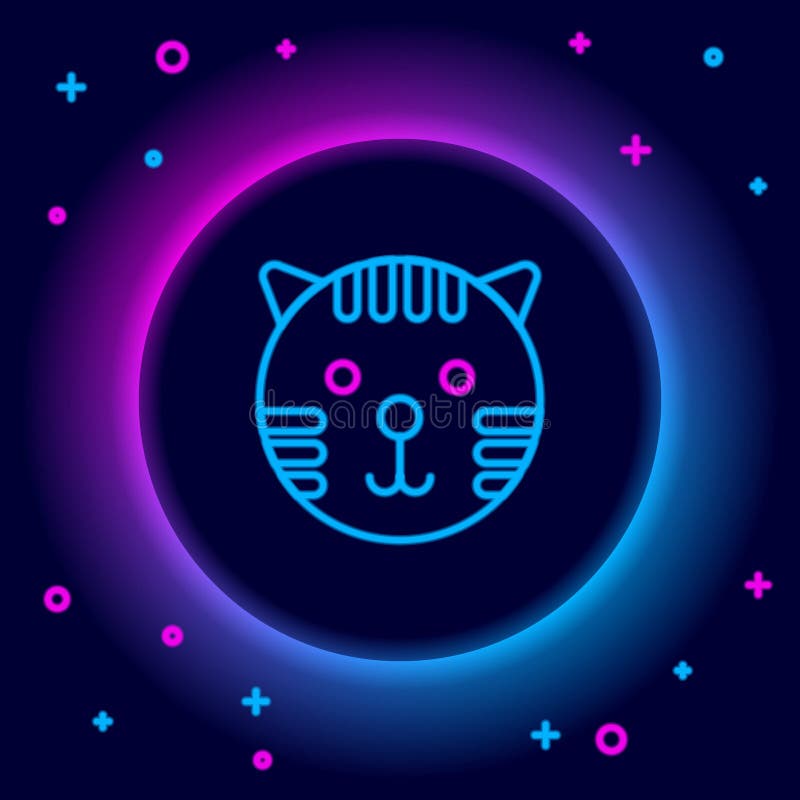 świecąca ikona znaku zodiaku tiger line tiger na czarnym tle. zbieranie horoskopów astrologicznych. kolorowy ilustracji