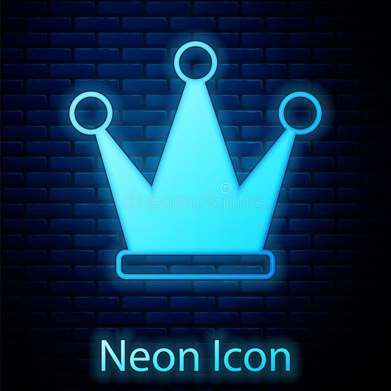 świecąca neonowa ikona korony odizolowana na tle ściany ceglanej. wektor royalty ilustracja