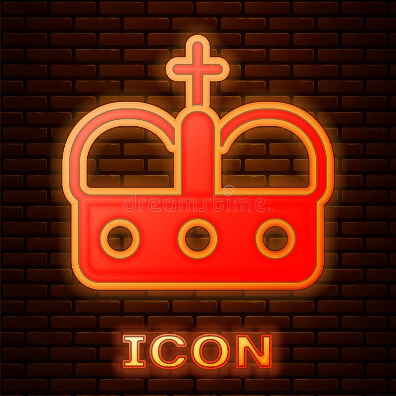 świecąca neonowa korona ikony hiszpanii odizolowana na tle muru ceglanego. wektor royalty ilustracja