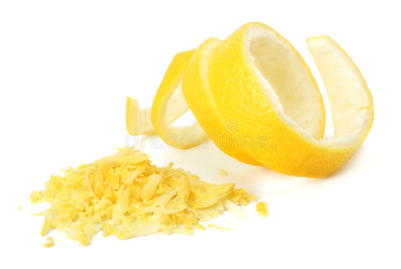 Fresh lemon peel and lemon zest isolated on white background. healthy food. Fresh lemon peel and lemon zest isolated on white background. healthy food