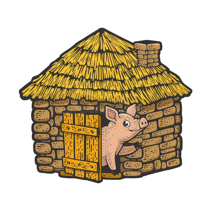 świnia w cegielni szkic raster ilustracja