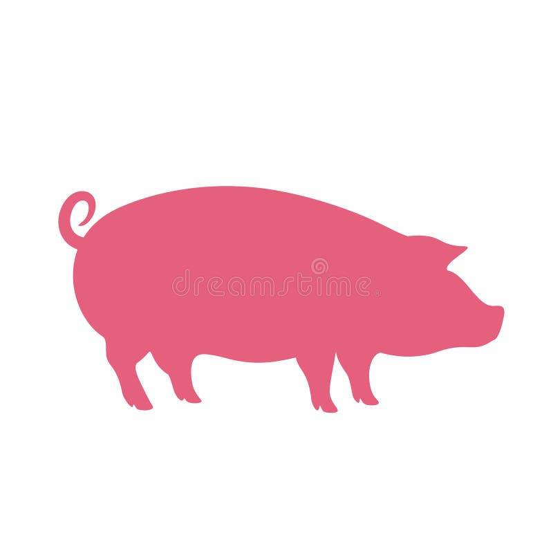 Pink pig vector silhouette icon. Pink pig vector silhouette icon