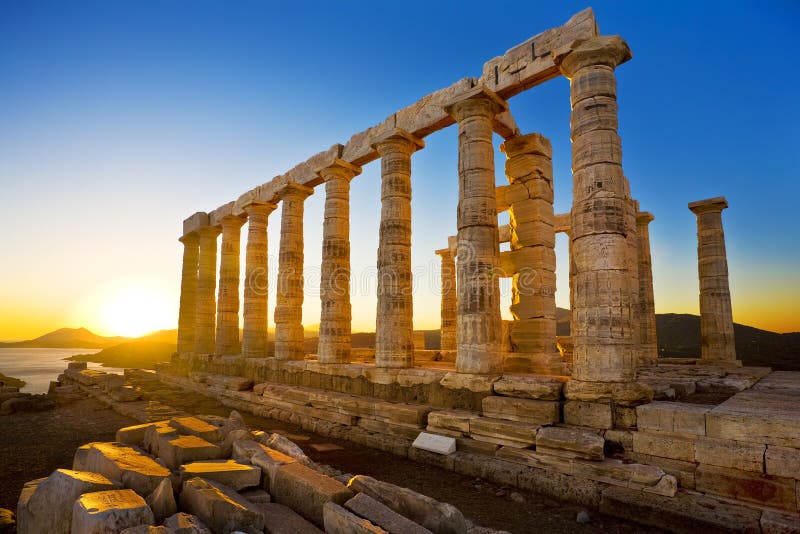 Download Świątynia Poseidon Przy Przylądkiem Sounion, Grecja Zdjęcie Stock - Obraz złożonej z landmark, morze: 57669308