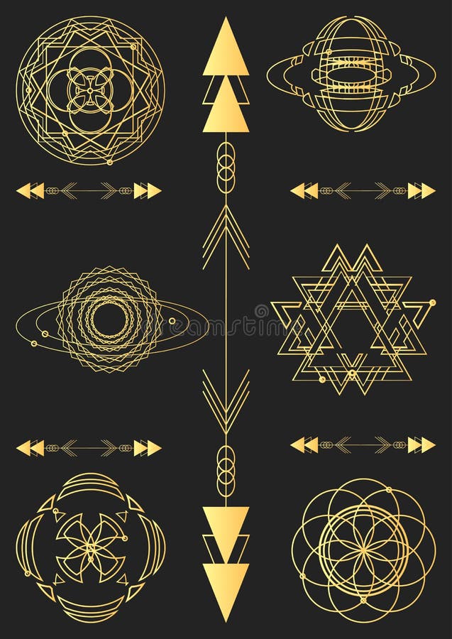 Święta geometria, wektorowi graficznego projekta elementy Set ilustracji Święta geometria, wektorowi graficznego projekta elementy Set ilustracji