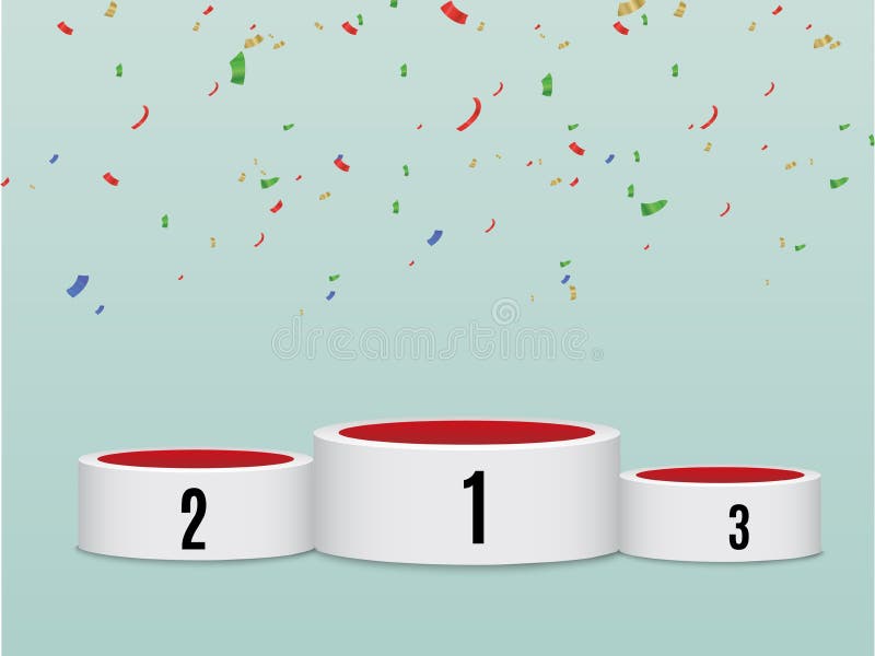 Świętowania tła szablon z piedestałem, confetti i kolorowymi faborkami, również zwrócić corel ilustracji wektora ilustracja wektor Świętowania tła szablon z piedestałem, confetti i kolorowymi faborkami, również zwrócić corel ilustracji wektora ilustracja wektor