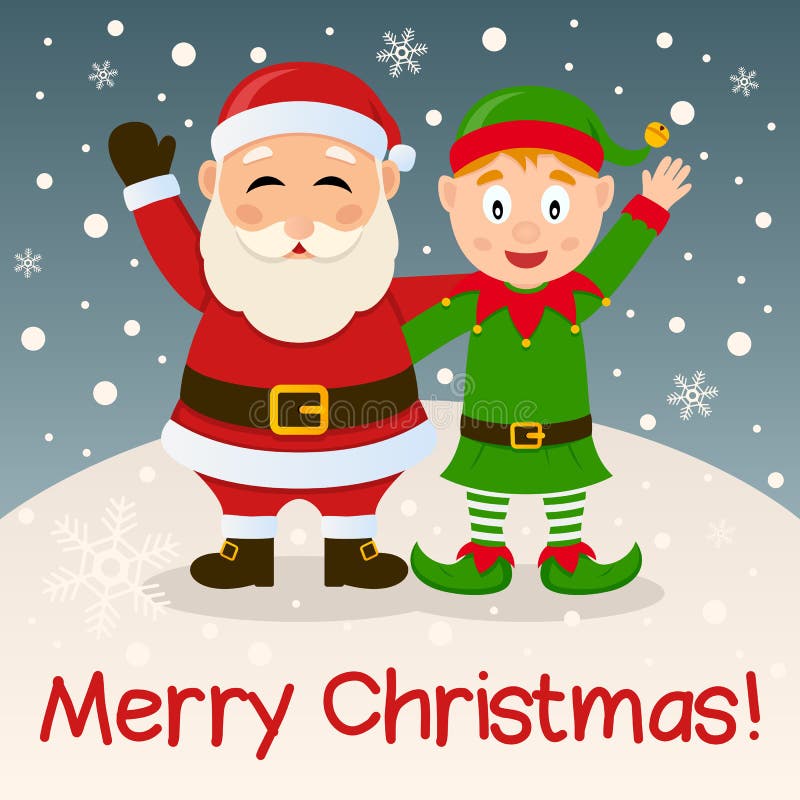 Święty Mikołaj & boże narodzenie elf na śniegu