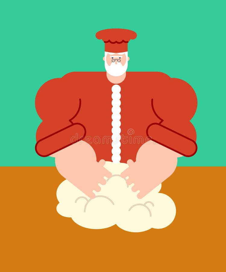 Święty Mikołaj szefa kuchni ciasto ugniata Boże Narodzenia piec tort dziadka bak ilustracja wektor Święty Mikołaj szefa kuchni ciasto ugniata Boże Narodzenia piec tort dziadka bak ilustracja wektor