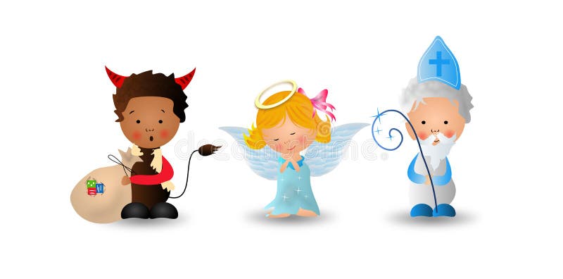 Święty Nicholas i diabeł z aniołem ilustracja wektor Święty Nicholas i diabeł z aniołem ilustracja wektor