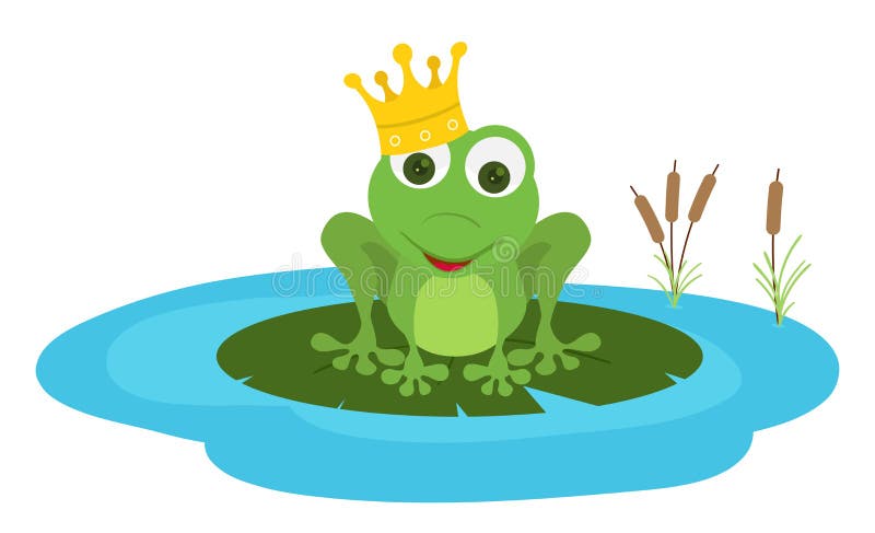 Prince frog seat in a leaf poud. Prince frog seat in a leaf poud