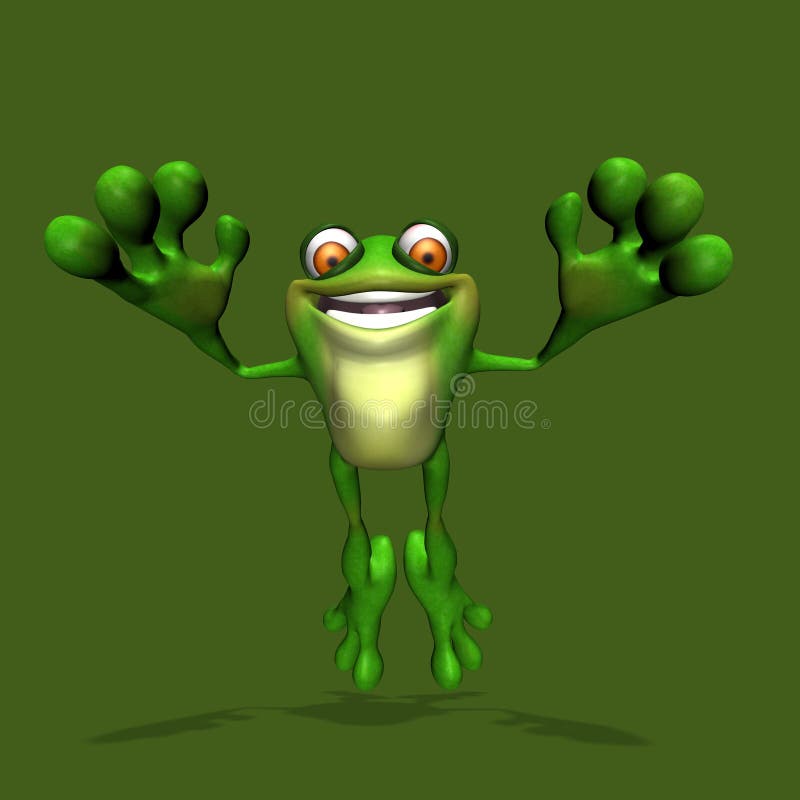 A happy frog jumping towards you. A happy frog jumping towards you.