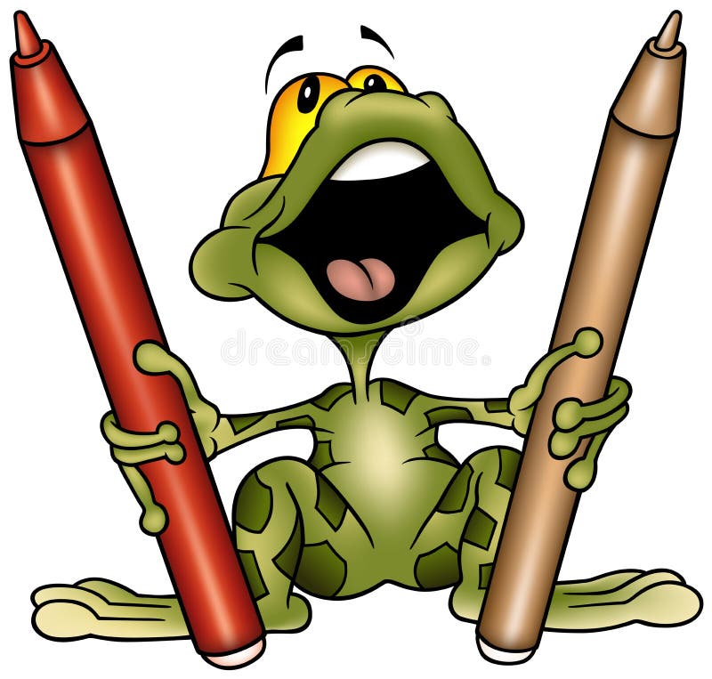 Frog Painter - colored cartoon illustration as vector. Frog Painter - colored cartoon illustration as vector