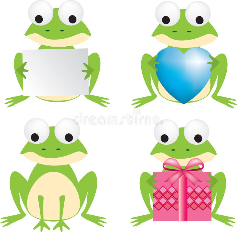 Detailed vector file of a cartton frog, set of 4. Detailed vector file of a cartton frog, set of 4