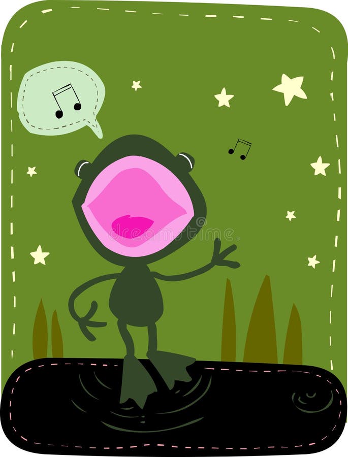 Illustration of a little frog singing in the night. Illustration of a little frog singing in the night.