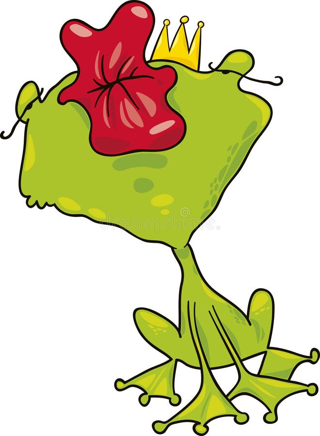 Cartoon illustration of funny prince frog kiss. Cartoon illustration of funny prince frog kiss