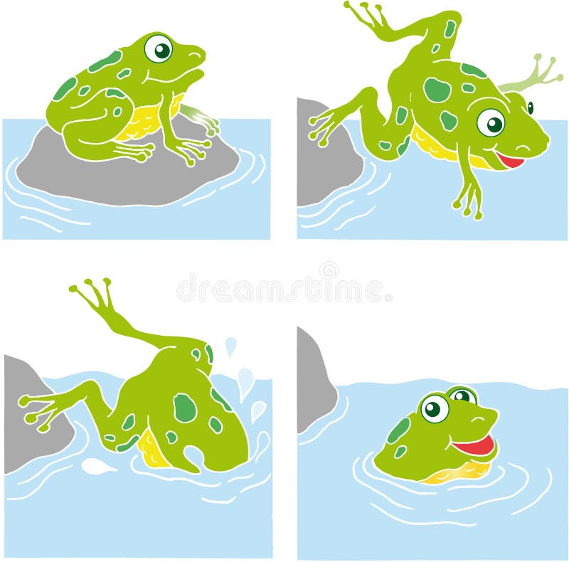 Frog jumping in four phases. Frog jumping in four phases