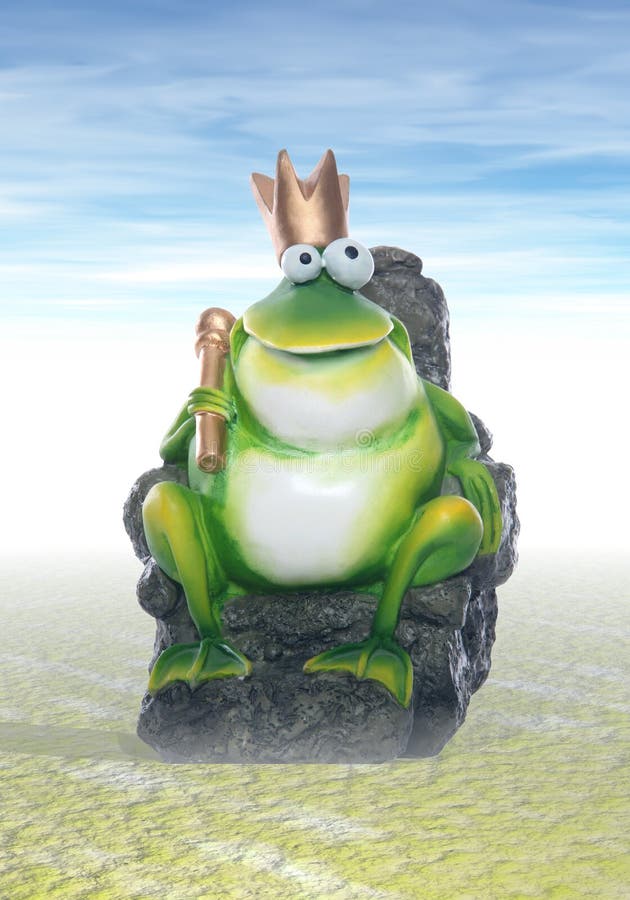 A cute frog king sitting on the rock. A cute frog king sitting on the rock